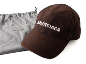 E17303 BALENCIAGA バレンシアガ キャップ ブラウン 茶 保管袋付き サイズL 59cm マジックテープ コットン イタリア製