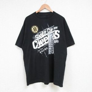 XL/古着 リーボック REEBOK 半袖 ブランド Tシャツ メンズ NHL ボストンブルーインズ スタンレーカップファイナル 大きいサイズ クルー