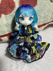 ドール服　マーメイド　シルエット　ワンピース　青　ブルー　ねんどろいどどーる　ドール　着せ替え人形　オビツ11 キューポッシュ