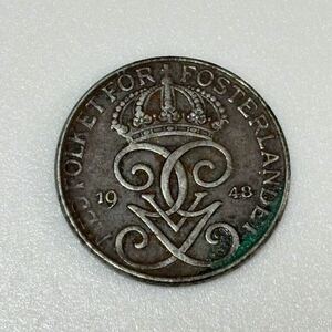 NED FOLKT FOR FOSTERLANDET スウェーデン　1948年 5オーレ　コイン 古銭 約7g ⑤アンティーク 硬貨 