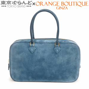 008019609 エルメス HERMES プリュム エラン 28 □H刻印 青 ブルータラサ ゴールド金具 ドブリス ハンドバッグ レディース