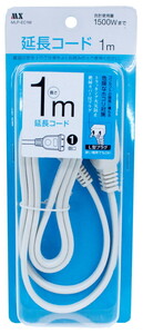 電源タップ ［1個口］ 延長コード 1m ホワイト 1500W まで 電源コード MLP-EC1M