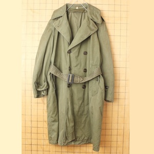 50s U.S.ARMY トレンチ コート MEDIUM-SHORT ミリタリー オリーブドラブ 米軍実物 アメリカ古着 110222aw137