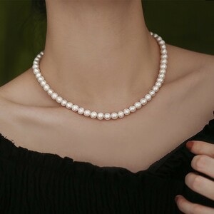 真珠のネックレス 真珠のアクセサリ 天然 淡水珍珠 アクセサリー エレガント 鎖骨鎖 誕生日プレゼント 超綺麗 本真珠 簡約 中国産真珠 TR22