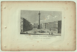 1865年 ローマとその周辺の主な景観 銅版画 マルクス・アウレリウス帝の記念柱 Veduta della Colonna Antonina