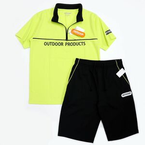 ★アウトドア OUTDOOR 新品 メンズ ストレッチ 上下セット SET スーツ ポロシャツ ハーフパンツ 黒 L[SETX0330ER-50-L] 一 五 弐★QWER