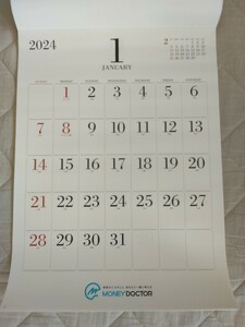 2024年 壁掛けカレンダー 月めくり 新品未使用 マネードクター 令和6年 書き込み スケジュール カラー 日柄 こよみ 暦 MONEYDOCTOR 大判
