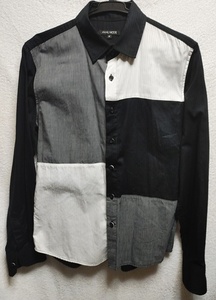Mサイズ AVAIL MODE 長袖 ワイシャツ シャツ 黒×白×グレー