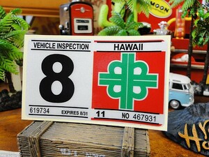 ハワイの車検バンパーステッカー　レプリカ　（8月）　アメリカ雑貨　アメリカン雑貨