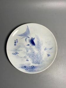 景徳鎮製 白泥 時代唐物 中国美術 青花大皿 煎茶道具 中国古玩
