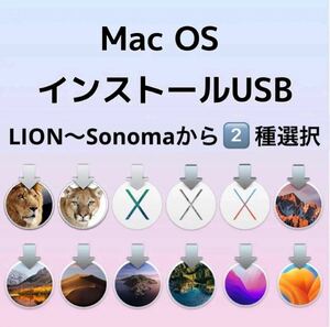 2種類選択 2-in-1 mac OS X Lion〜Sonoma インストールUSBメモリ 起動ディスク インストーラー
