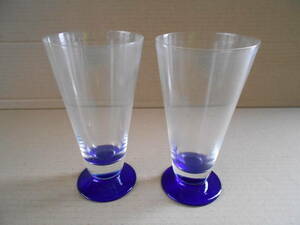 ●レトロ　ビアグラス/カクテルグラス　青　2個セット　現状品　M9735かく