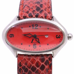 STAURINO スタウリーノ オーバル型 クォーツ ボーイズ 腕時計 赤文字盤 純正革ベルト【いおき質店】