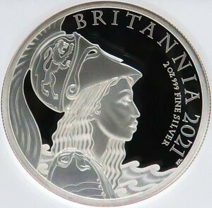 【2492】イギリス　2021年　プレミアムブリタニア　5ポンド2オンス（倍厚）プルーフ銀貨
