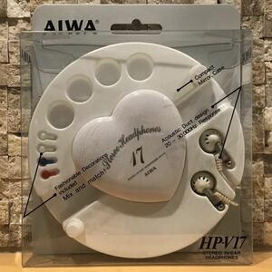 【新品】Aiwa HP-V17 Mini Cologne ミニコロン ステレオ イヤフォン ホワイト ミニプラグ 付属品完品 送料無料 アイワ 白 White