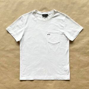 A.P.C. ロゴ 刺繍入り ポケット付き 半袖 Tシャツ ホワイト ブラック XS ユニセックス APC アーペーセー @b043