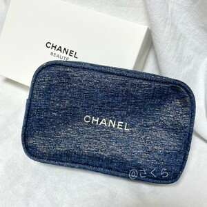 シャネル CHANEL 2023ホリデー限定　ノベルティ ポーチ コスメポーチ 化粧ポーチ 小物入れ ラメネイビー　非売品　新品未使用品