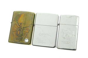 VMPD6-34-23 Zippo ジッポ ライター オイルライター KINGDOM OF HAWAII COAT OF ARMS 等 3点セット ゴールド シルバー 着火未確認 ジャンク