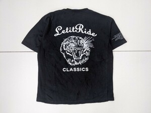 16．Champion Let it Ride チャンピオン タイガー　虎 リバースウィーブ Tシャツ メンズL　黒白 x210
