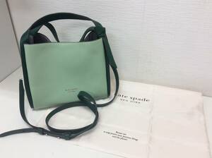 ■4340　kate spade ケイトスペード K6553 ハンドバッグ ショルダー 2WAY 緑系 白 ブランド タグ付