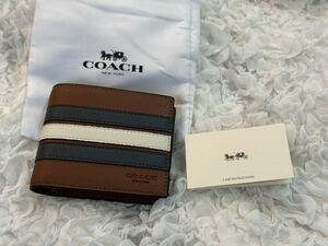 COACH コーチ 二つ折り財布 ミニ財布 ストライプ F24649 新品 138