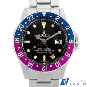 ロレックス GMTマスター 1675 ブラック 8割れ フクシアベゼル ロングE 26番 アンティーク メンズ 腕時計　