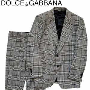 【送料無料】【新品】Dolce&Gabbana ドルガバ グレンチェック　セットアップ　スーツ　メンズ　ドルチェ＆ガッバーナ　52 グレー　