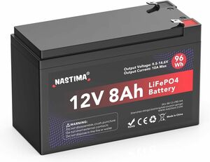 12V 8Ah Nastima 12V 8Ah リン酸鉄リチウムイオンバッテリー 充電式 LiFePO4リチウム電池 2000+サ
