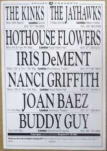 The Kinks/The Jayhawks/Hothouse Flowers/Joan Baez/Buddy Guy★英ロンドン公演フライヤー