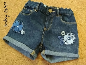 baby GAP/2y:95cm＊お花刺繍のデニムショートパンツ＊新品