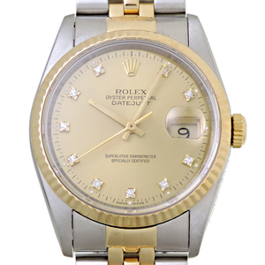 ［飯能本店］ROLEX ロレックス デイトジャスト 10P ダイヤモンド C番 1992年製 16233G 腕時計 メンズ DH79821