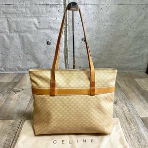 本物☆CELINE セリーヌ ロゴ マカダム柄 レザー トートバッグ ベージュ ハンドバッグ ビジネスバッグ A4可 トリオンフ オールド レディース