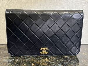 【パリ三越にて購入】CHANEL シャネル マトラッセ ビンテージ　ショルダーバッグ　ブラック ゴールド　1980年代