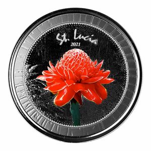 [保証書・カプセル付き] 2021年 (新品) セントルシア「植物園」純銀 1オンス カラー 銀貨