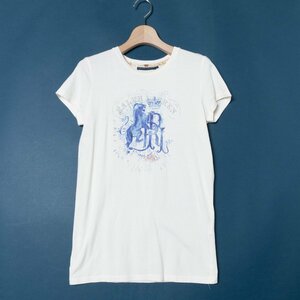 メール便◯ RALPH LAUREN ラルフローレン Tシャツ 半袖 カットソー プリント Mサイズ 綿100% コットン アイボリー系 アメカジ