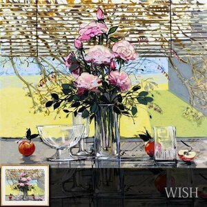 【真作】【WISH】ミッシェル・アンリ Michel Henry「Roses et Bambous」シルクスクリーン 手彩色 30号大 大作 直筆サイン 　 #24022892