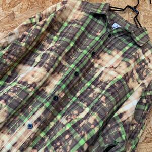 美品　X-girl BLEACHED PLAID SHIRT チェック柄 チェックシャツ　レディーストップス　長袖シャツ　 1407