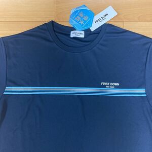 L ファーストダウン FIRST DOWN 新品 半袖Tシャツ トップス ドライ 吸水速乾 紺色 メンズ 紳士 アウトドア スポーツ ゴルフウェア ジム