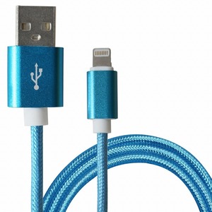 【1.5m/150cm】ナイロンメッシュケーブルiPhone用 充電ケーブル USBケーブル iPhone iPad iPod ブルー/青