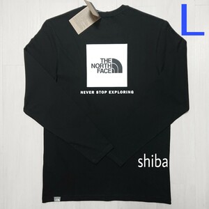 THE NORTH FACE ノースフェイス　長袖　ロンT ロング tシャツ レッドボックス 黒 ブラック 白ロゴ 海外L