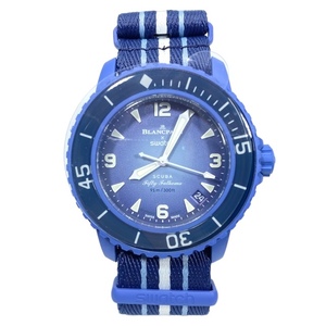 【新品未使用】BLANCPAIN ブランパン Swatch スウォッチ コラボ S035A100 AT 自動巻 スキューバ91ｍ デイト 腕時計 時計 青文字盤 ブルー