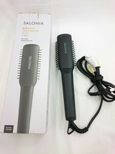 SALONIA◆ドライヤー・ヘアアイロン ストレートヒートブラシ スリム SL-012BKS