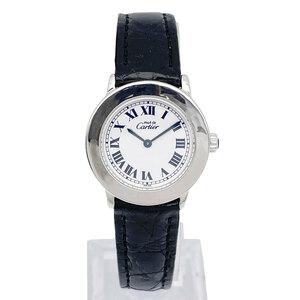 新品磨き済み Cartier カルティエ マスト2 ロンド レディース腕時計 QZ 925 レザーベルト 白文字盤 1806/PL11769