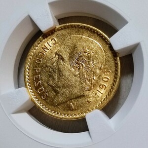 NGC AU58 メキシコ 金貨 1906 5ペソ アンティークコイン モダンコイン