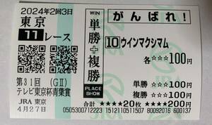 JRA 東京競馬場 青葉賞2024 ウインマクシマム 現地応援馬券　がんばれ馬券