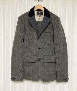 美品☆[Nigel Cabourn×FOX BROTHERS] 定価85,800 HUNTING JKT ウールハンティングジャケット 46 グレー 8021180092 ナイジェルケーボン