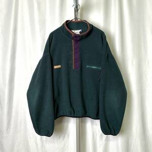 USA製 90s Columbia ハーフスナップ フリース プルオーバー L グリーン スナップT スウェット コロンビア 80s 古着 オールド ビンテージ