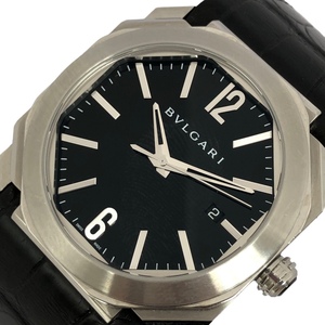 ブルガリ BVLGARI オクト BGO416 ブラック SS/革ベルト 腕時計 メンズ 中古