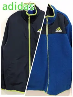 adidas アディダス ロゴ プリント2way リバーシブル ボア ジャケット