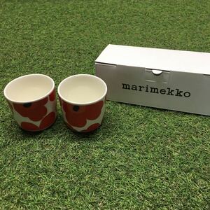 GX4211 MARIMEKKO マリメッコ UNIKKO ウニッコ 067849-001 ラテマグカップ 2個セット食器 ホワイト.レッド 未使用 保管品 コップ